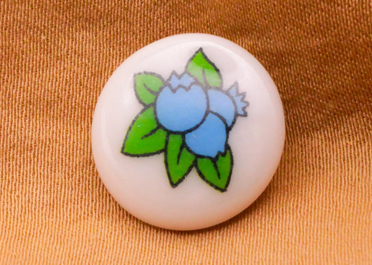 Blueberries Berry Leaves Vintage Plastic Button 15mm