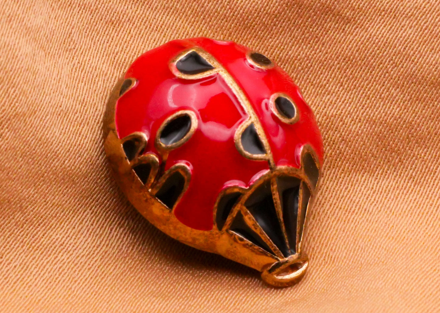 Hot Air Balloon Ladybug Pattern Enamel Metal Button 17x21mm