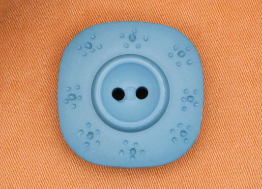 Blue Squarish Carved Vintage Plastic Button 23mm