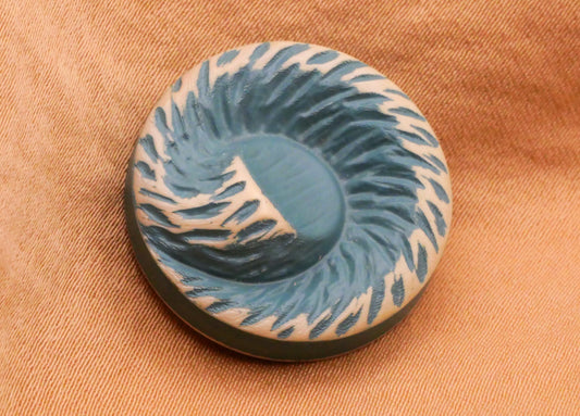 Buffed Celluloid Blue Swirl Wood Grain Look Early Plastic Vintage Button 22mm