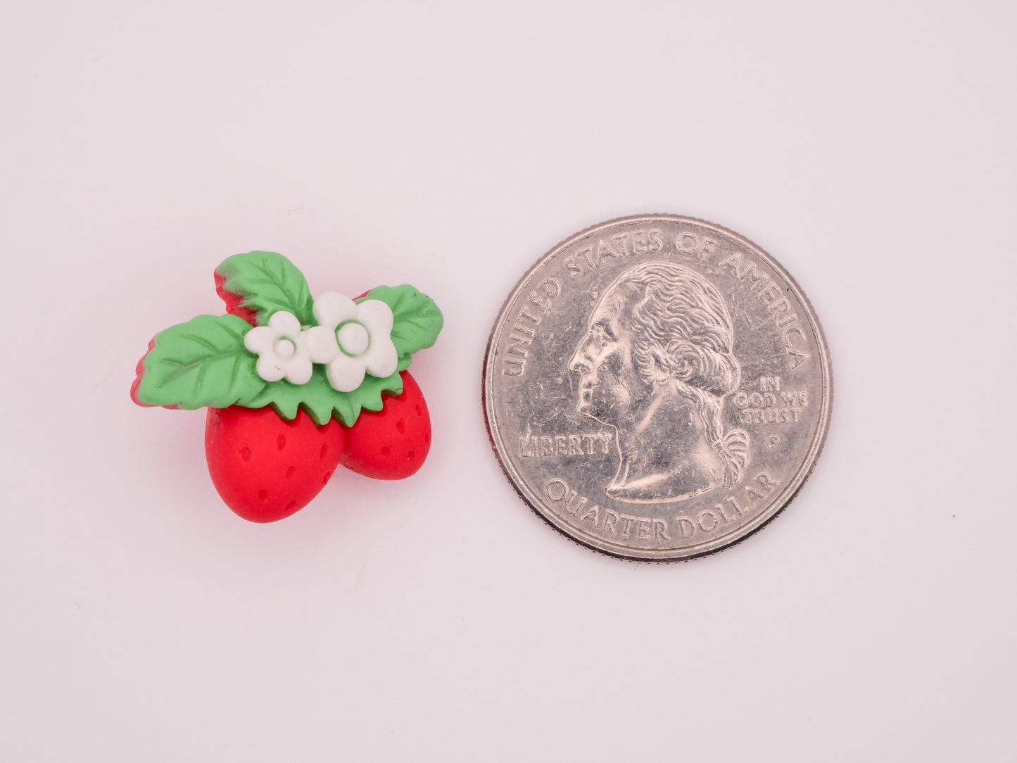 Strawberry Flowers Realistic Plastic Pair of Buttons 18x24mm