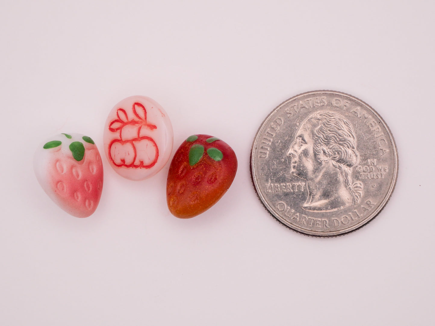 Strawberry Cherry Fruit Vintage Glass Button Various 12-14mm