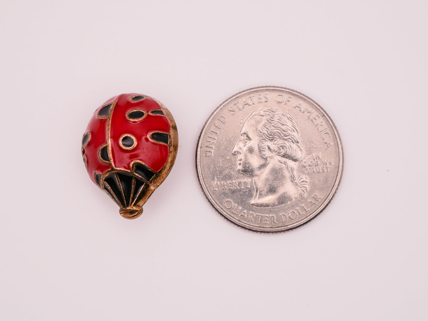 Hot Air Balloon Ladybug Pattern Enamel Metal Button 17x21mm