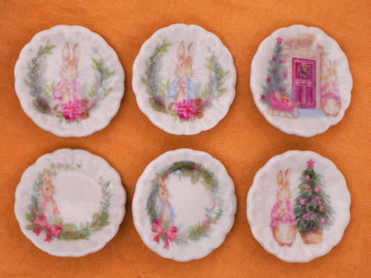 Peter Rabbit Christmas Wreath Illustrations Transfer Ceramic Button Various 26mm