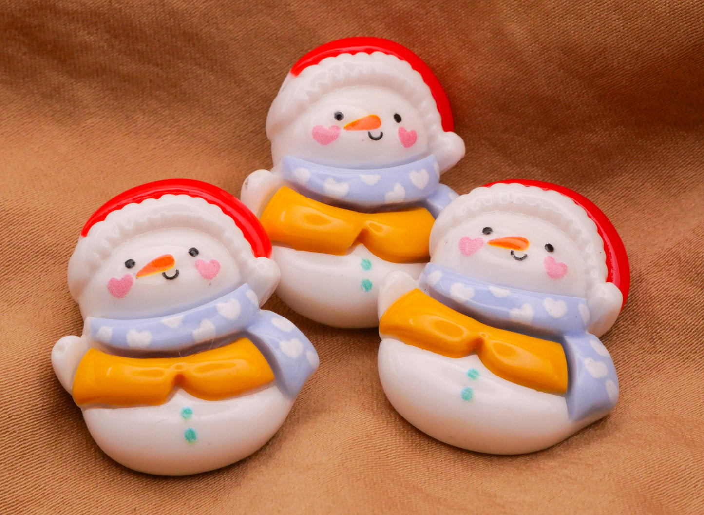 Snowman Santa Hat Scarf Kids Plastic Set of Three Buttons 22x27mm