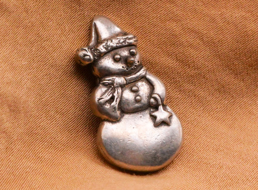 Snowman Danforth Pewter Back Mark Metal Button 13x24mm