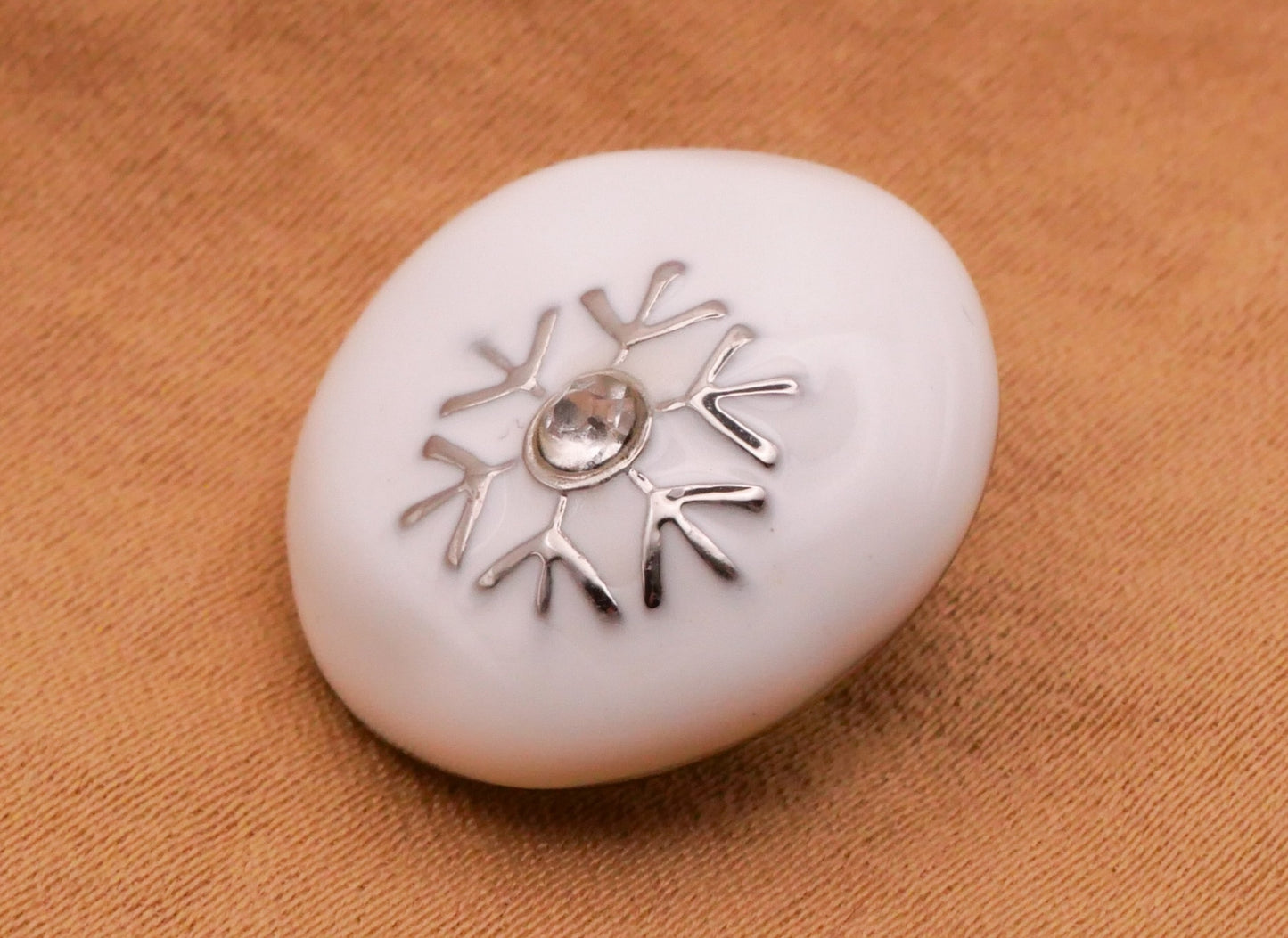 Snowflake Snowball Enamel Rhinestone Metal Button 19mm