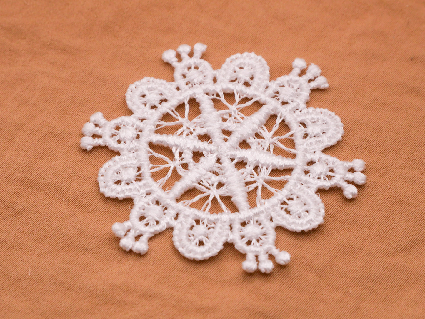 Snowflake Snow Lace Doily Appliqué Set of Three Embellishments 44mm