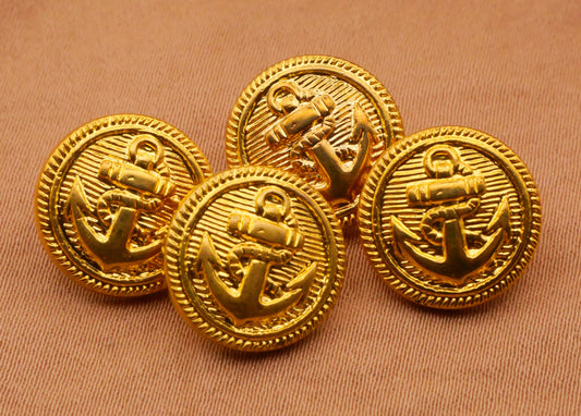 Anchor Gold Plastic Set of Four Buttons 13mm