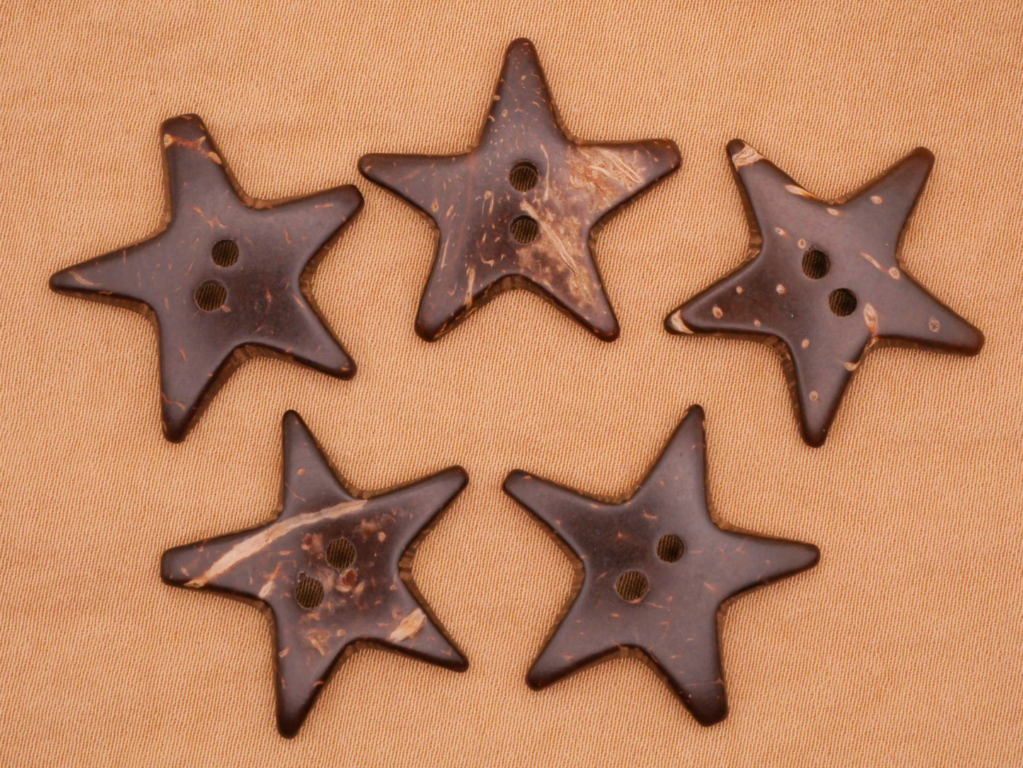 Star Starfish Coconut Shell Set of Five Buttons 24mm