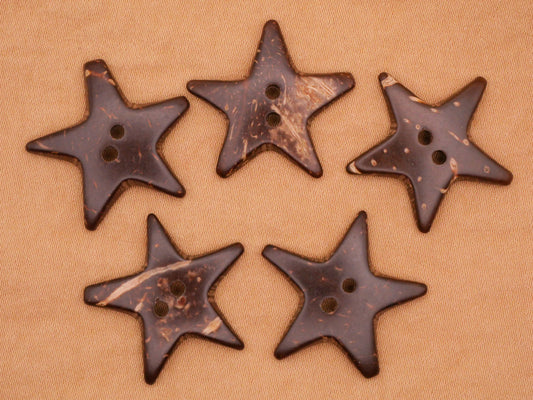 Star Starfish Coconut Shell Set of Five Buttons 24mm