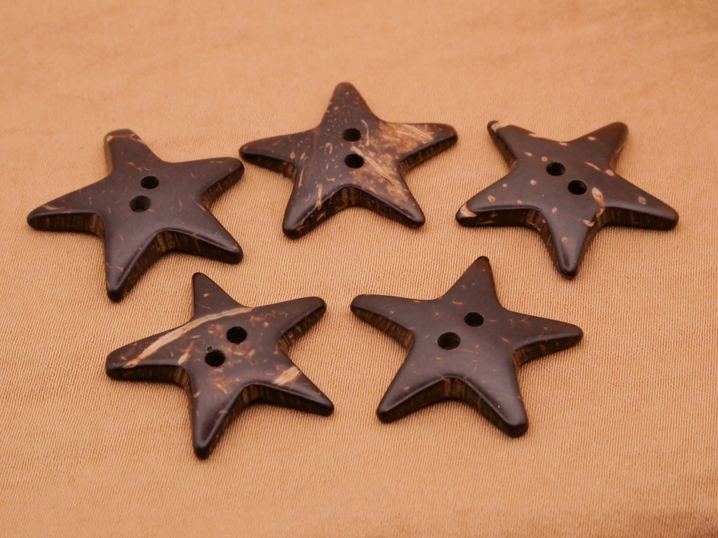 Star Starfish Coconut Shell Set of Five Buttons 24mm