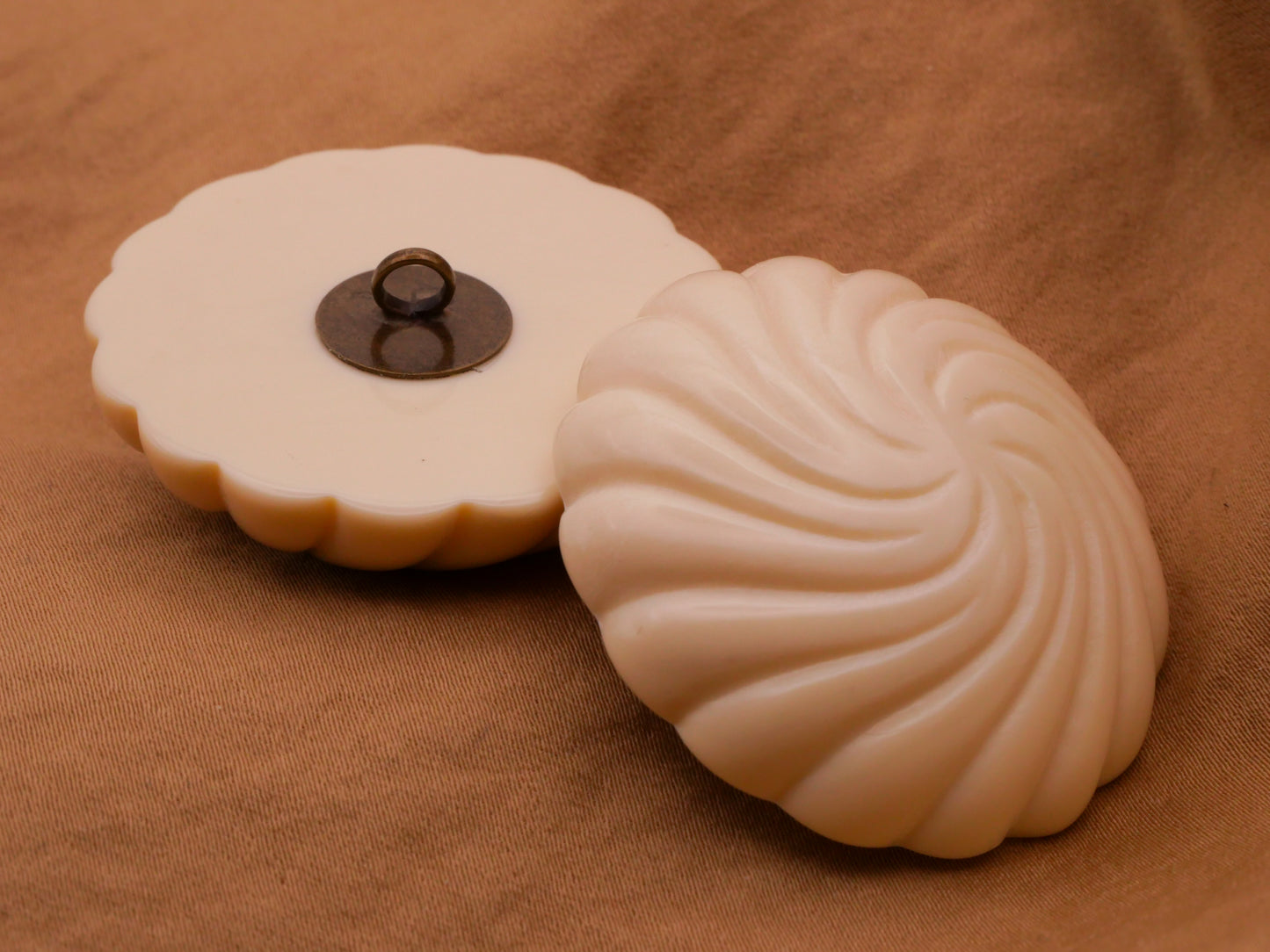 Spiral Shell Vintage Large Ivory Plastic Button 40mm