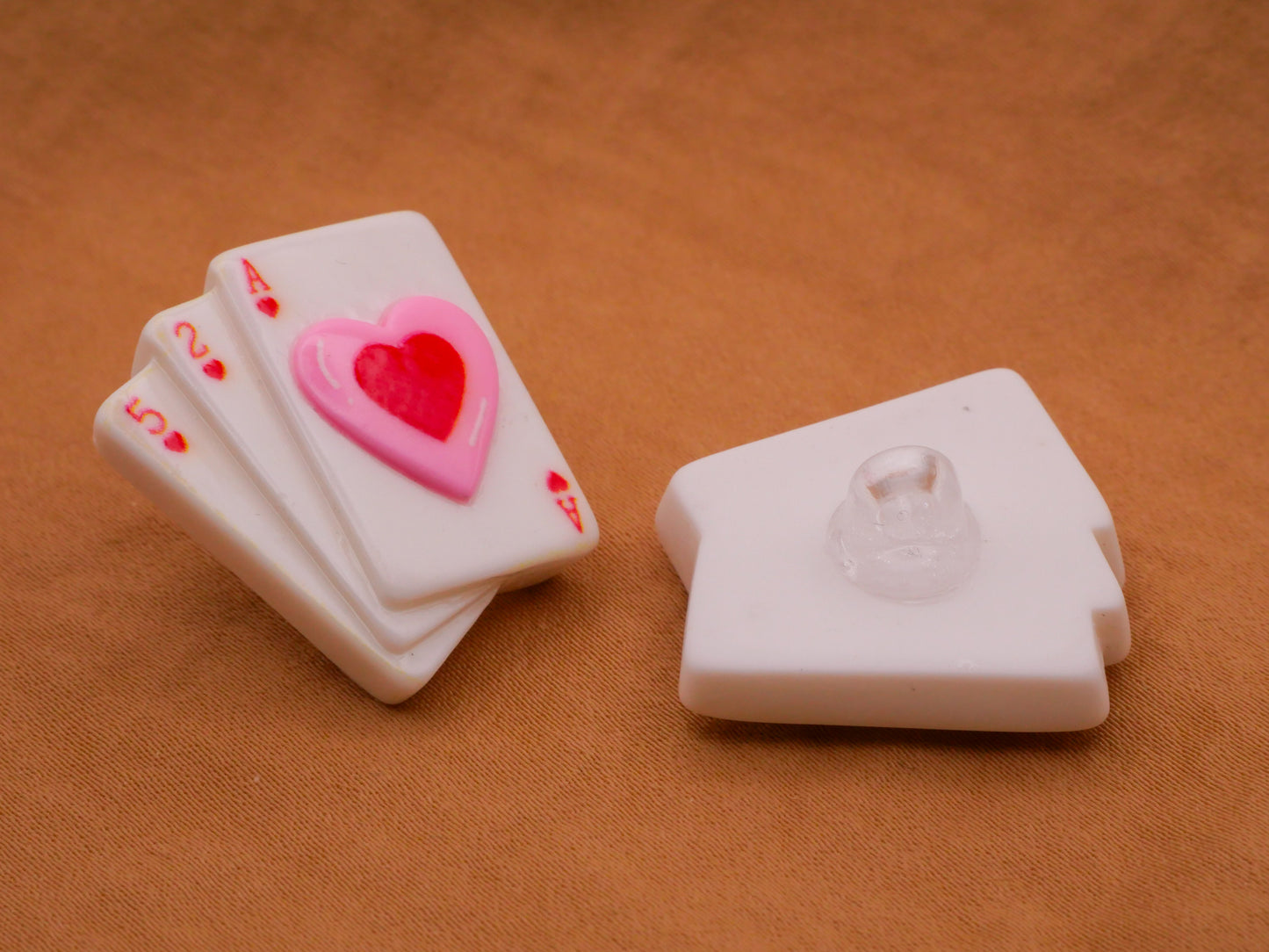 Playing Cards Suits Ace of Hearts Plastic Button 24x26mm