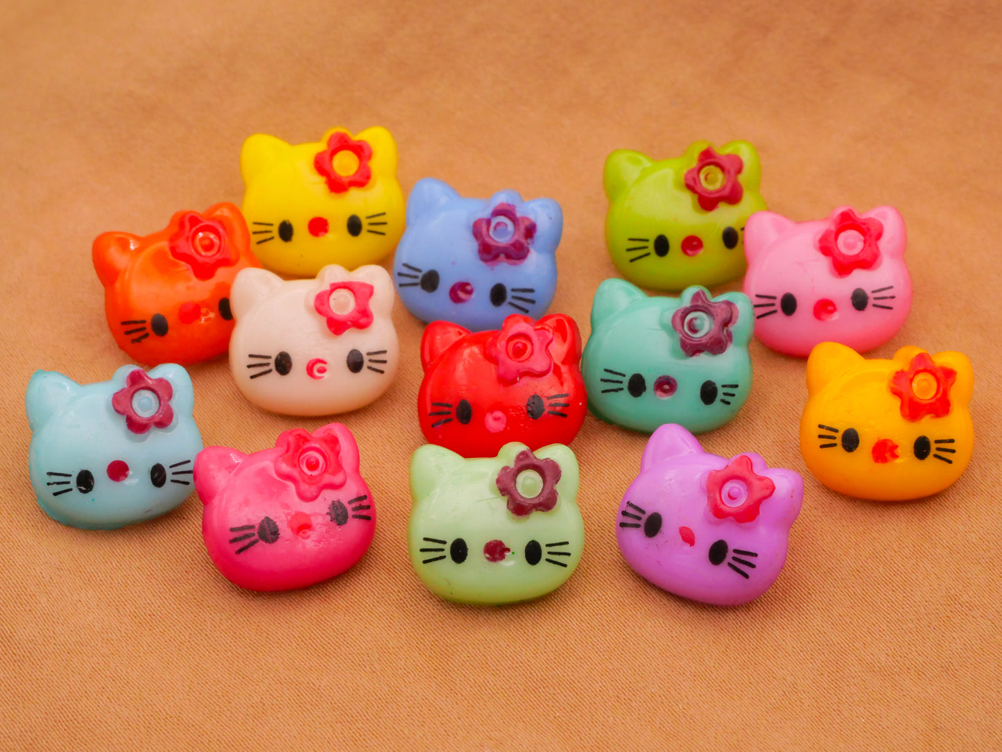 Hello Kitty Colorful Plastic Set of Ten Buttons 12x14mm