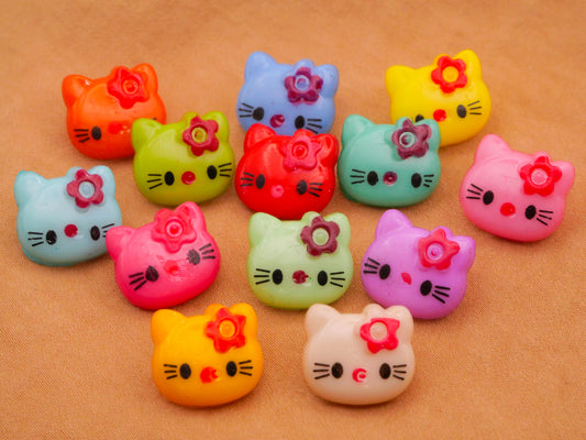 Hello Kitty Colorful Plastic Set of Ten Buttons 12x14mm