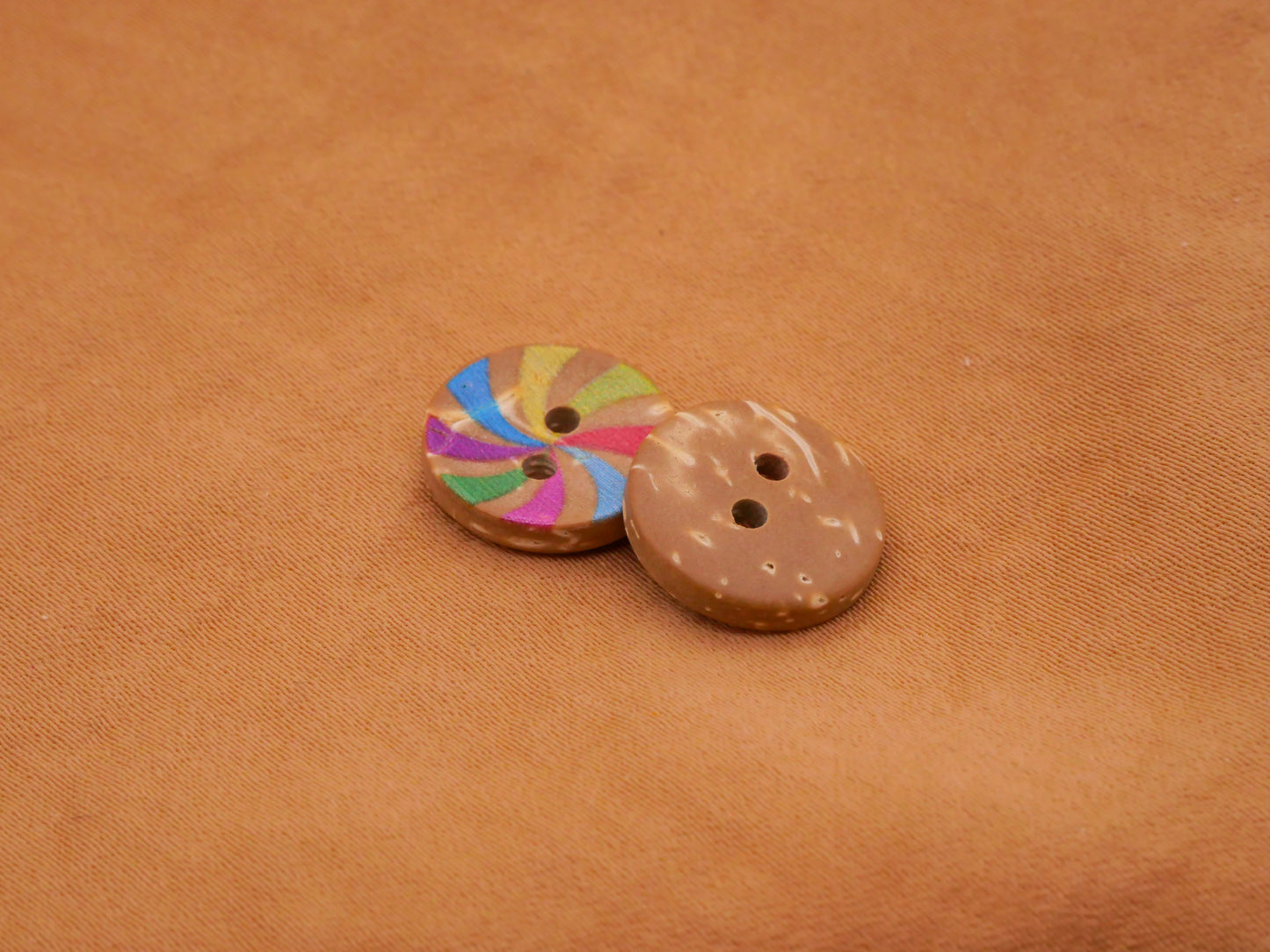 Rainbow Stripe Swirl Coconut Shell Set of Ten Buttons 13mm