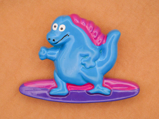 Dinosaur Surfing Vintage Large Plastic Button 37x51mm