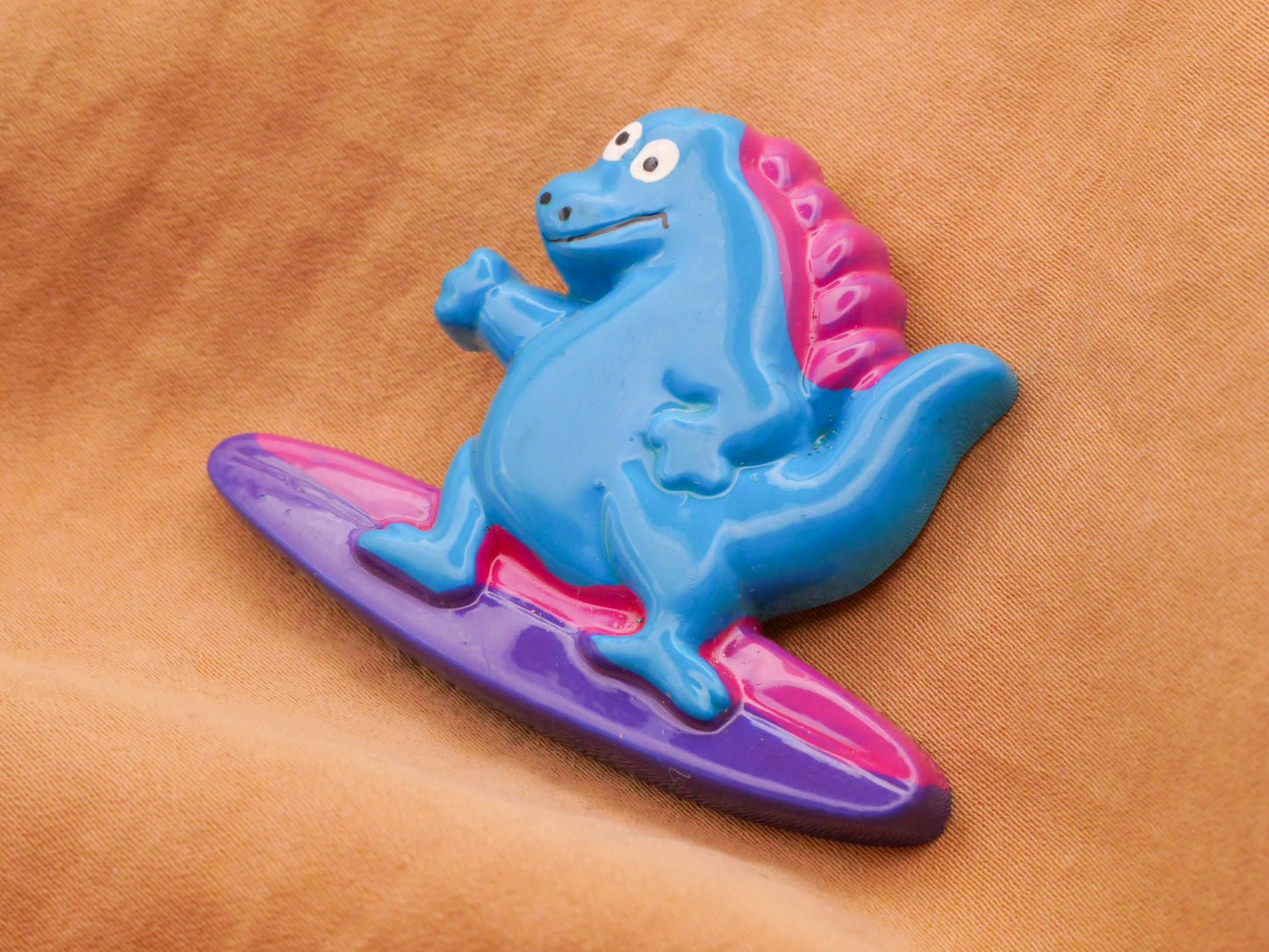 Dinosaur Surfing Vintage Large Plastic Button 37x51mm