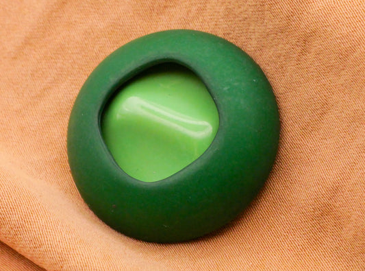 Green Two Tone Matte Shiny Vintage Plastic Button 27mm