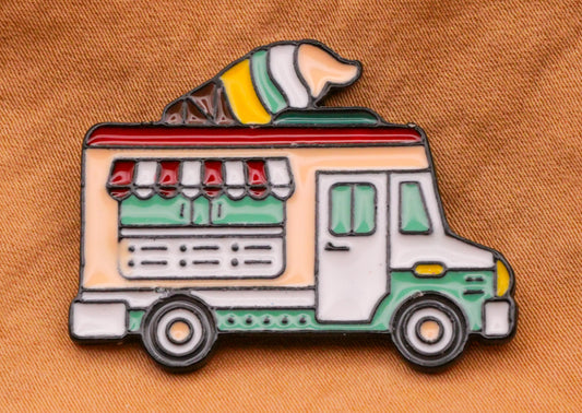 Ice Cream Truck Enamel Metal Button 27x34mm