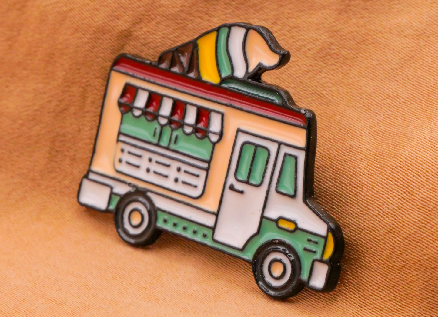 Ice Cream Truck Enamel Metal Button 27x34mm