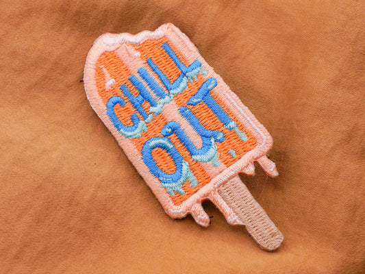 Chill Out Popsicle Ice Cream Verbal Patch Embellishment 30x70mm