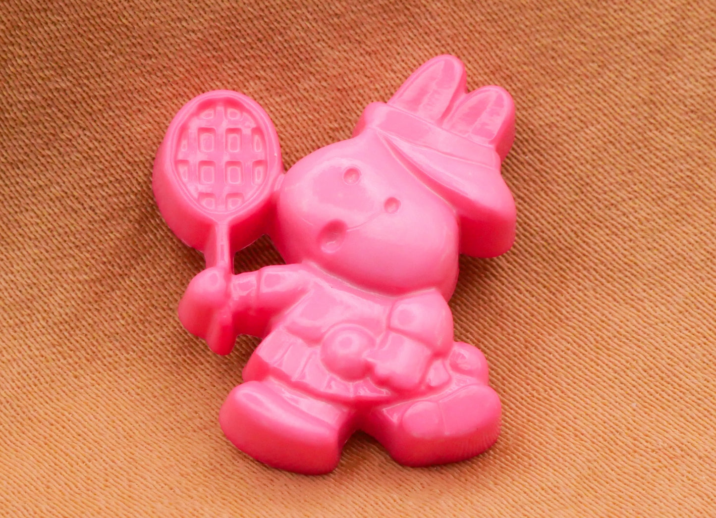 Tennis Bunny Rabbit Pink Plastic Set of Three Buttons 18x23mm