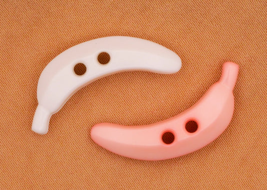 Banana White Pink Plastic Vintage Pair of Buttons Various 10x25mm