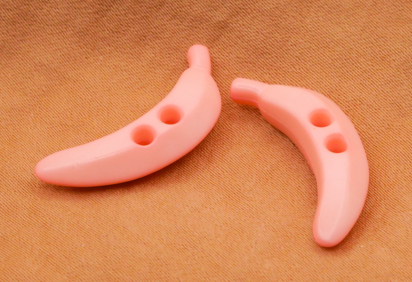 Banana White Pink Plastic Vintage Pair of Buttons Various 10x25mm