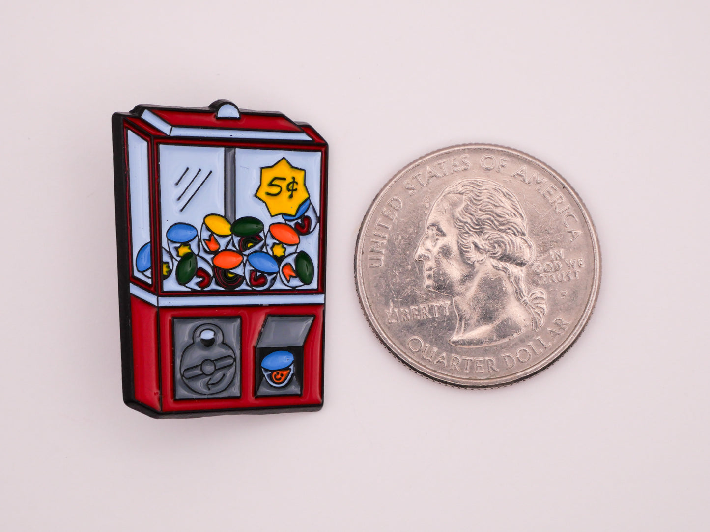 Toy Gum Ball Vending Machine Nostalgic Enamel Metal Button 23x30mm