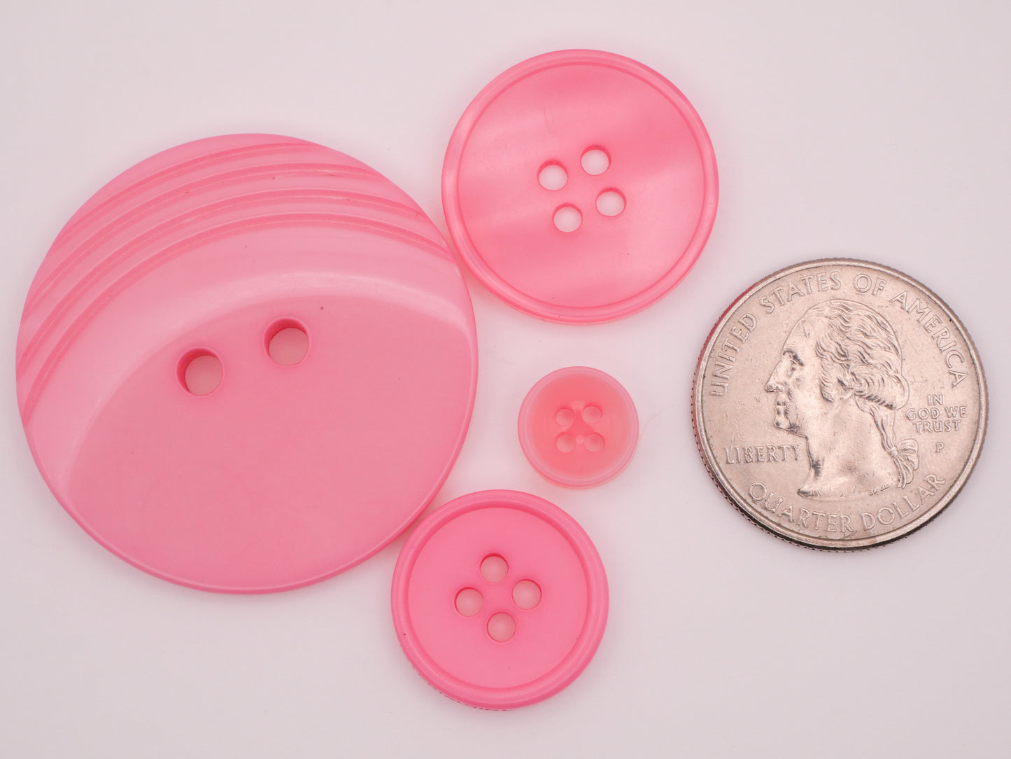 Pink Plastic Assorted Set of Fifty Buttons 9-38mm