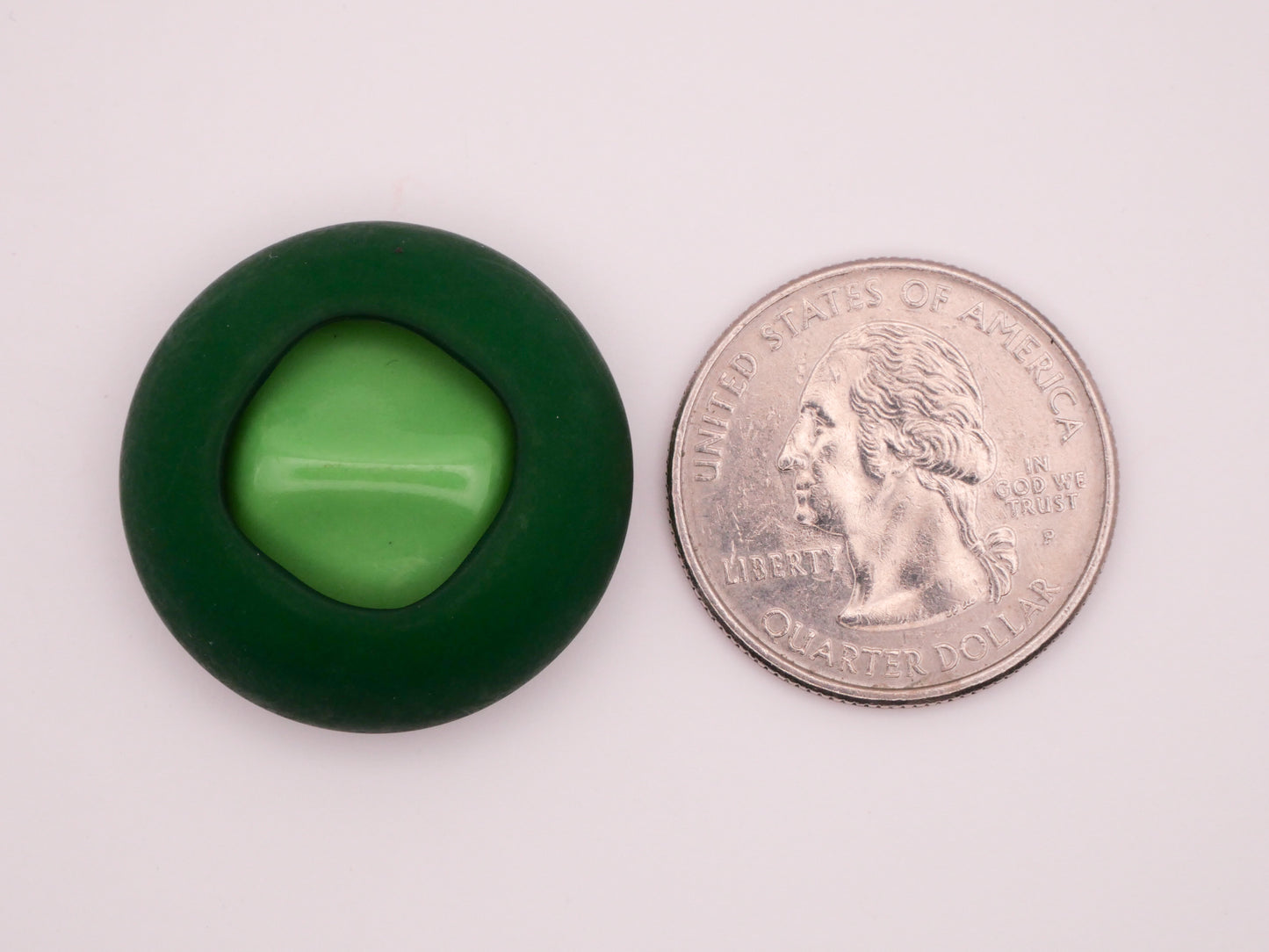 Green Two Tone Matte Shiny Vintage Plastic Button 27mm