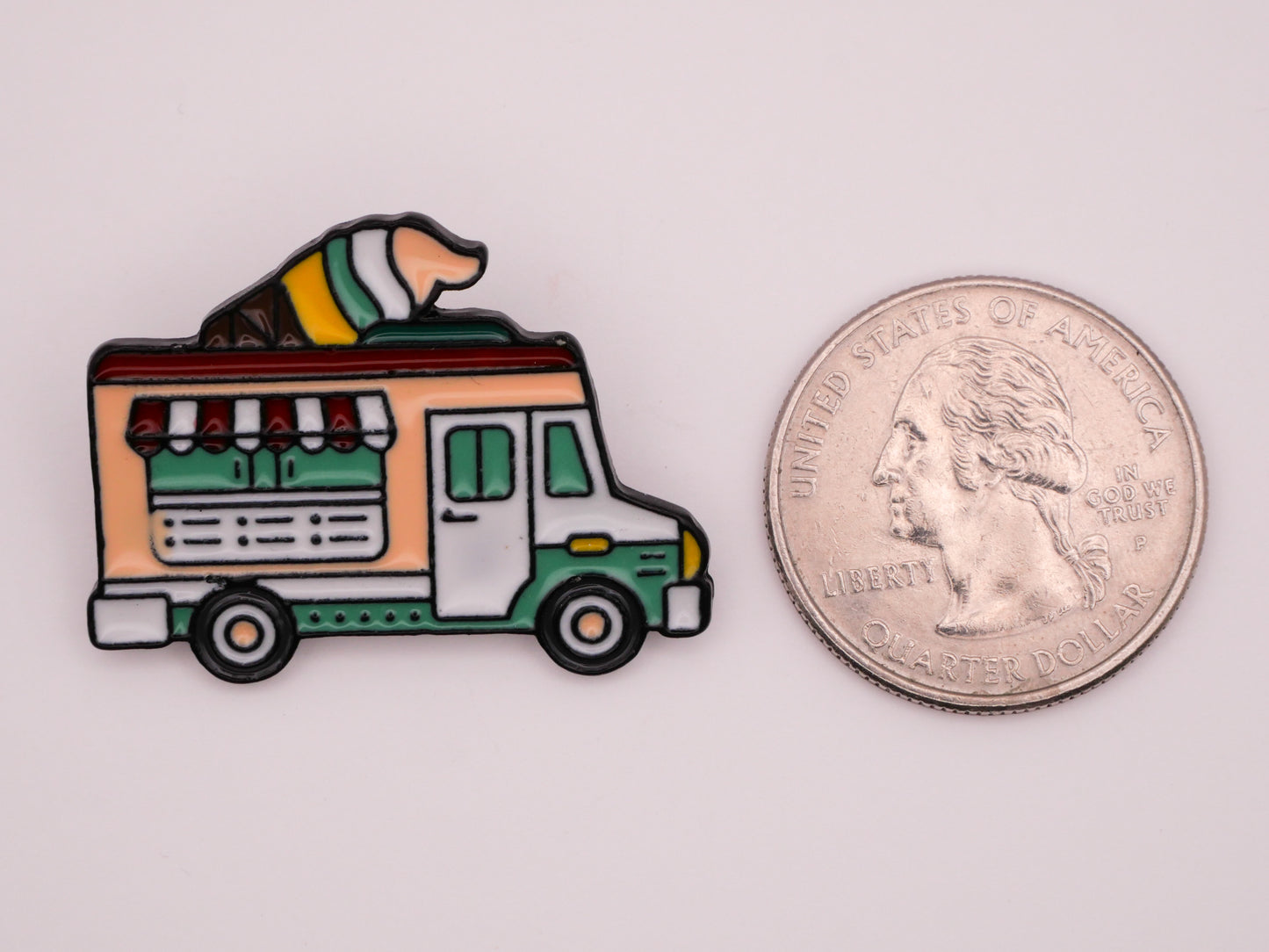 Ice Cream Truck Enamel Metal Button 27x34mm