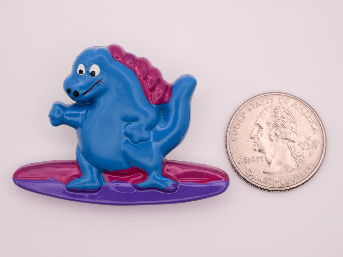 Dinosaur Surfing Vintage Large Plastic Button 37x51mm