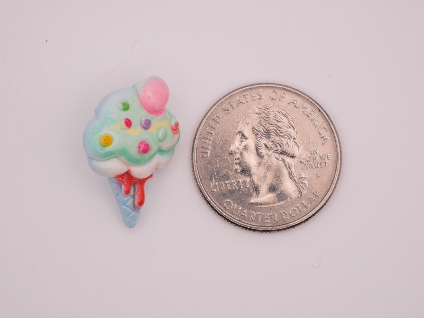 Ice Cream Cone Sprinkles Cherry Plastic Set of Five Buttons 16x24mm