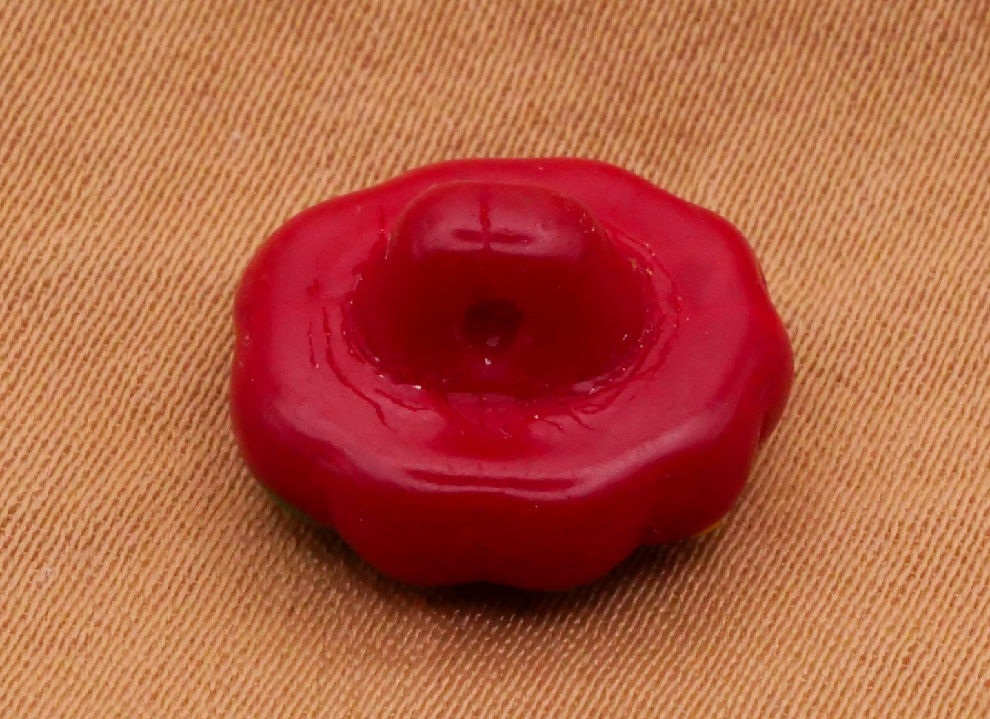 Raspberry Fruit Hand-Painted Vintage Glass Button 14mm