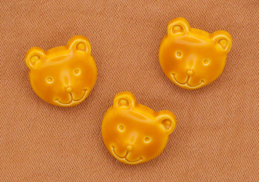 Bear Face Vintage French Plastic Set of Three Buttons 11mm