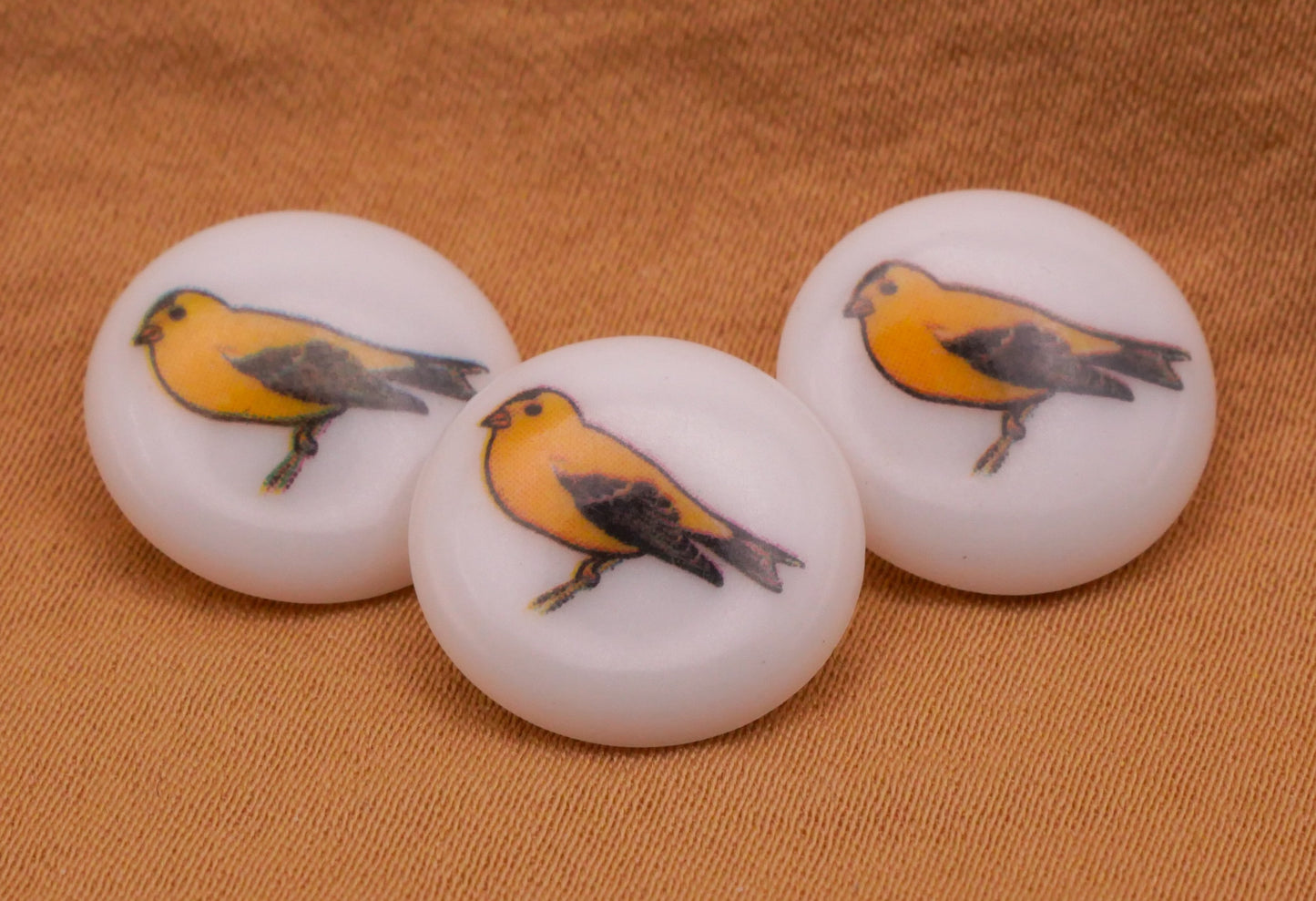 Goldfinch Bird Vintage JHB Plastic Set of Three Buttons 14mm