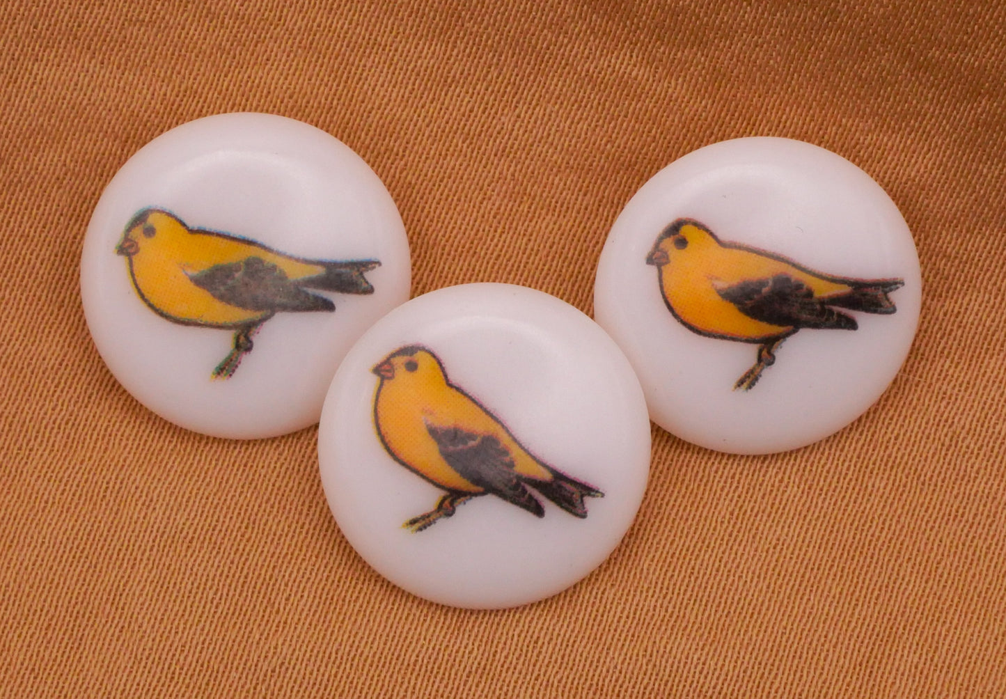 Goldfinch Bird Vintage JHB Plastic Set of Three Buttons 14mm