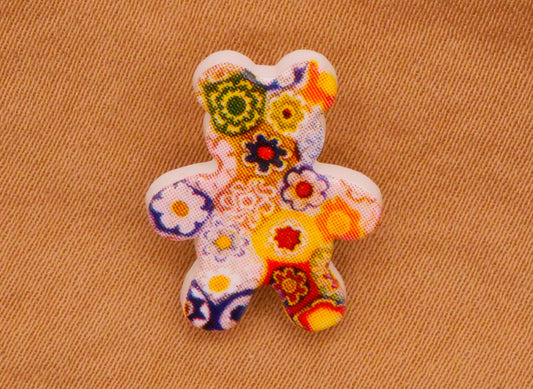 Teddy Bear Patchwork Millefiori JHB Plastic Button 15x18mm