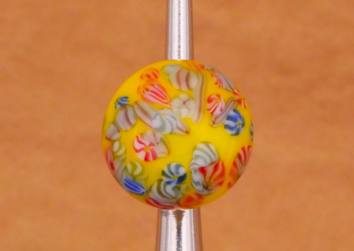 Millefiori Yellow Glass Vintage Button 9mm