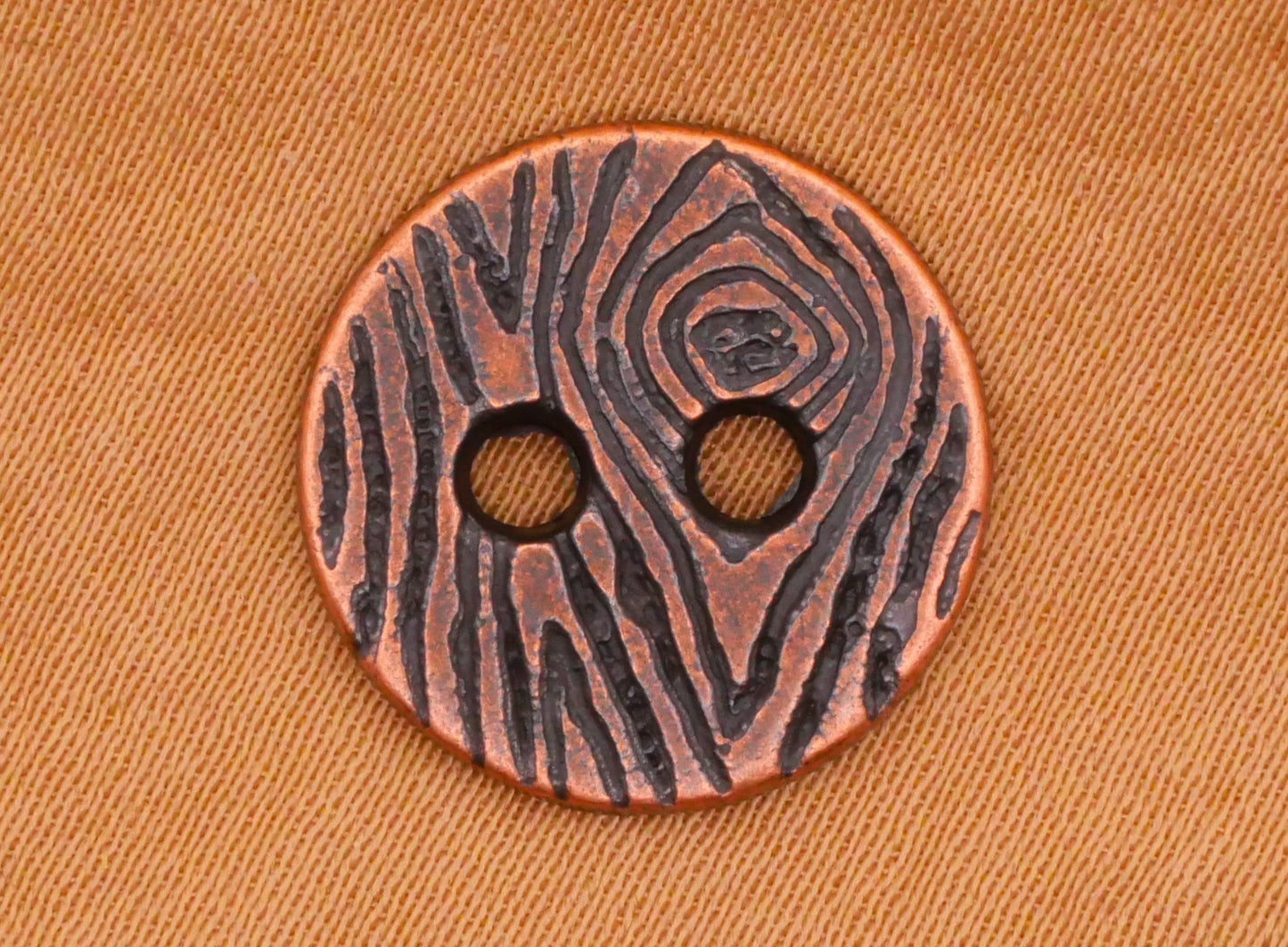 Wood Grain Design Copper Metal Set of Five Buttons 15mm