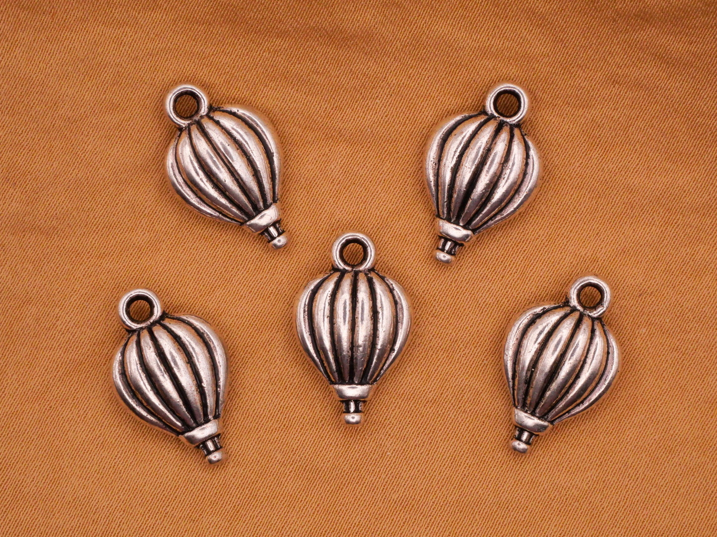 Hot Air Balloon Silver Metal Set of Five Charms Embellishments 11x18mm