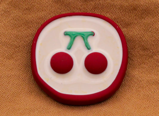 Cherry Cherries Enamel Red Coated Metal Button 20mm