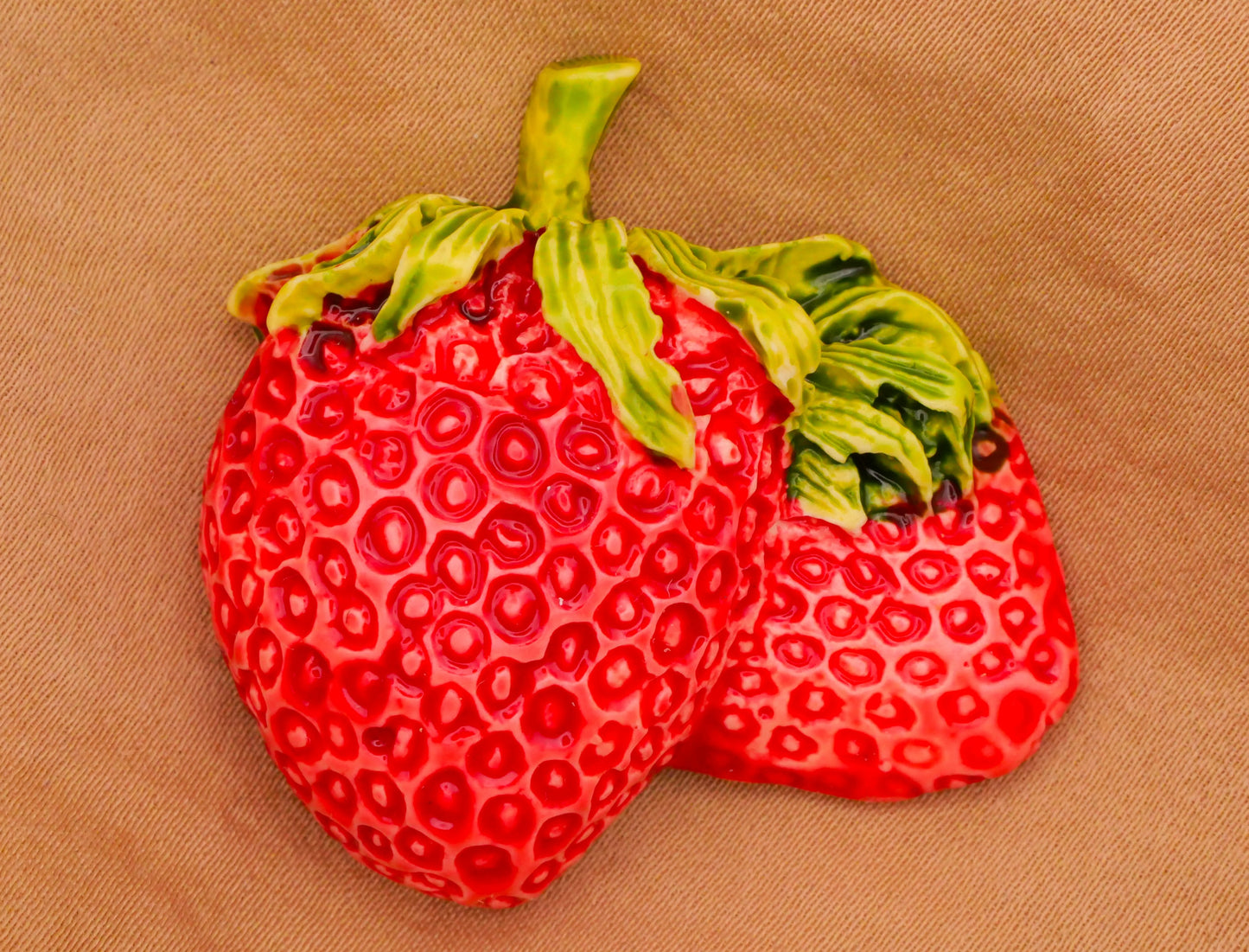 Strawberry Realistic Vintage Plastic Large Button 37mm