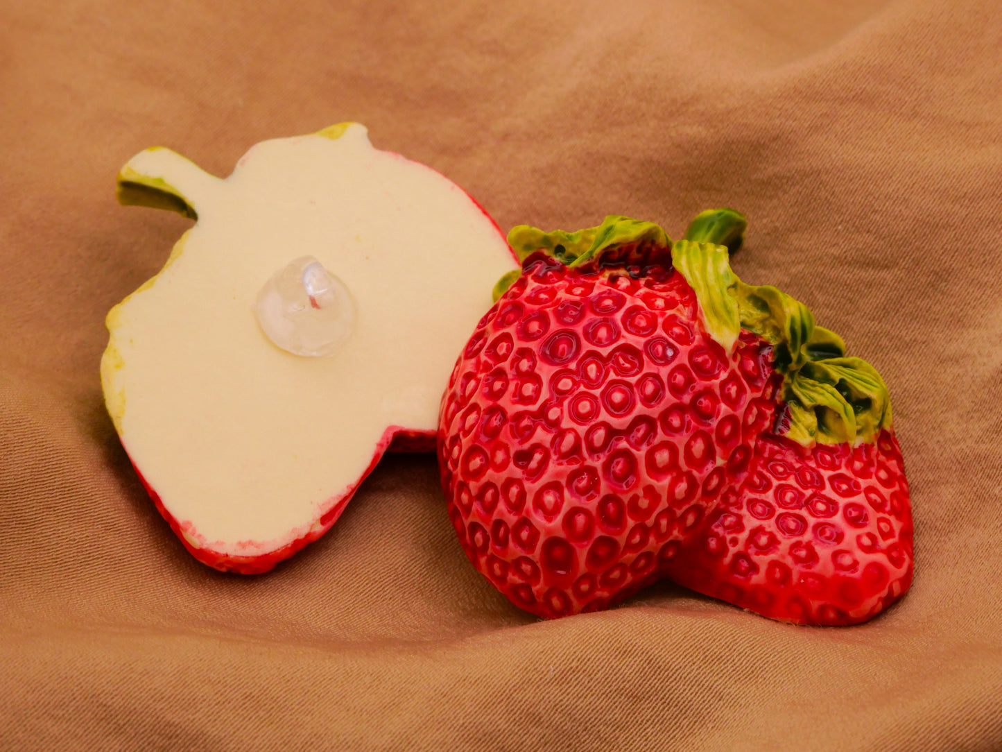 Strawberry Realistic Vintage Plastic Large Button 37mm