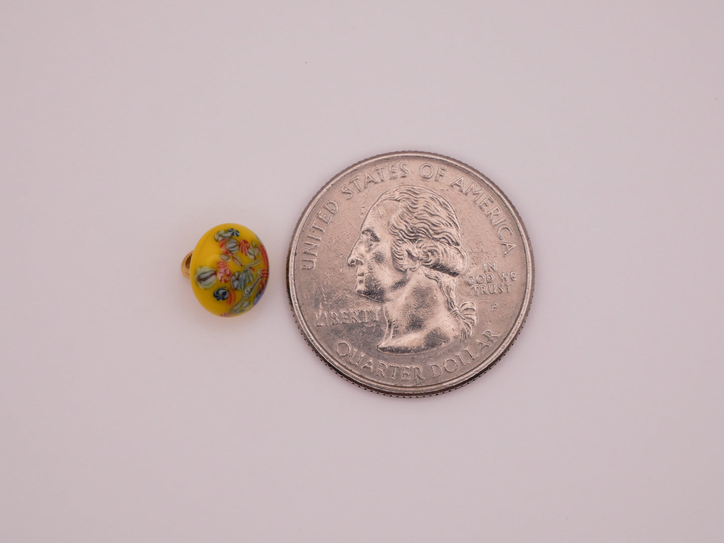 Millefiori Yellow Glass Vintage Button 9mm