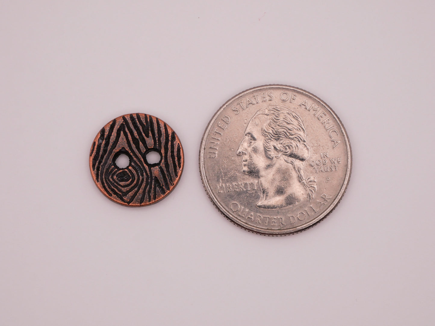 Wood Grain Design Copper Metal Set of Five Buttons 15mm