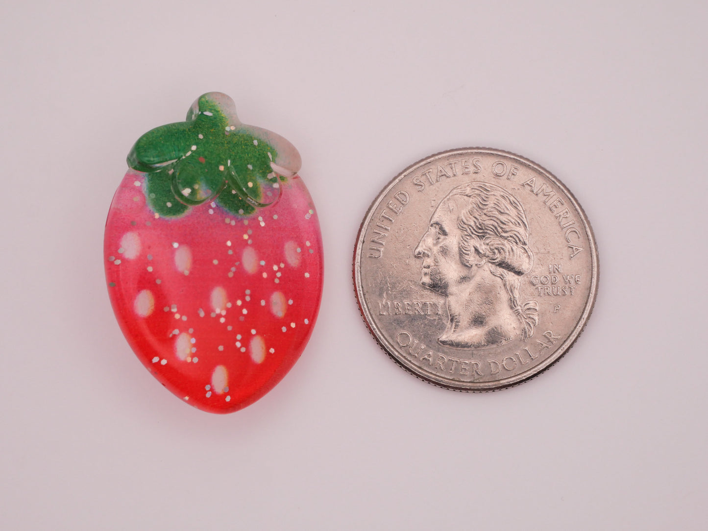 Strawberry Fruit Glitter Plastic Pair of Buttons 23x31mm